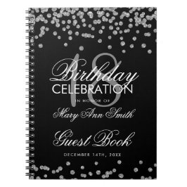 Silver 18:e födelsedagsgästen Bok Glitter Konfetti Anteckningsbok