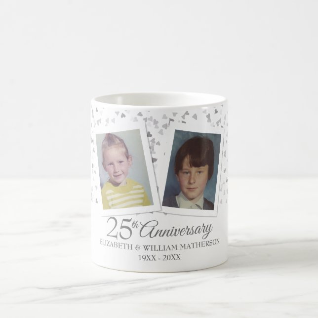 Silver 25-års bröllopsdag Barndomsbilder Kaffemugg (Center)