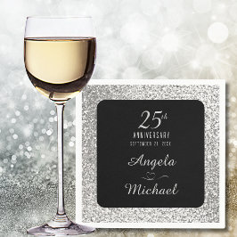 Silver 25-års bröllopsdag Minimal Elegant Pappersservett