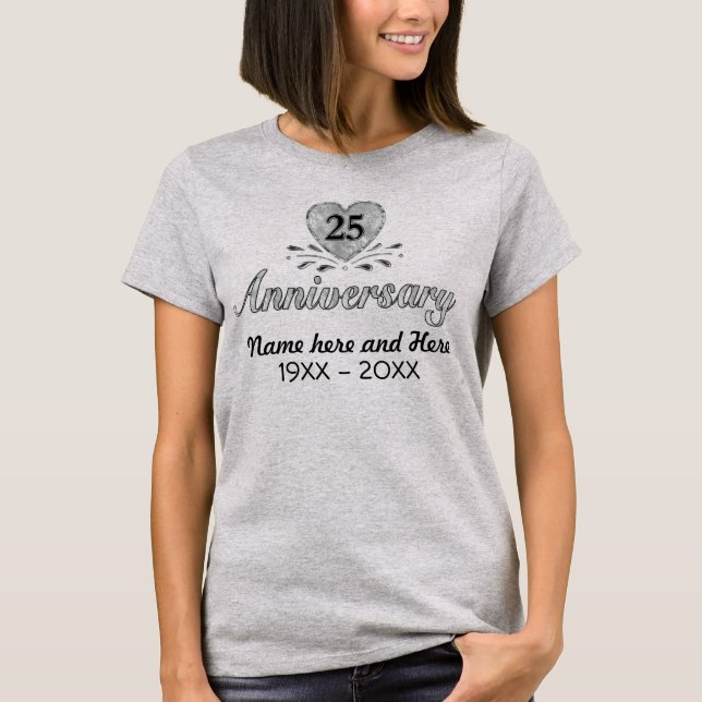 Silver 25-årsdagen - Anpassa Tee Shirt (Framsida)