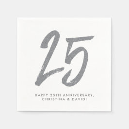 Silver 25-årsdagen party personligen pappersservett