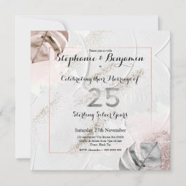 Silver 25-årsjubileum Elegant glitter Inbjudningar