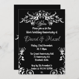 Silver 25-årsjubileum för bröllop inbjudningar