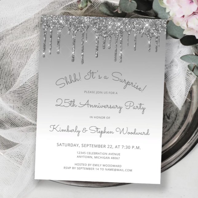 Silver 25-årsjubileum Överraskningsfest Vykort (Skapare uppladdad)