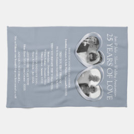 Silver 25:e bröllop-årsdagen av fotofamiljens hist kökshandduk