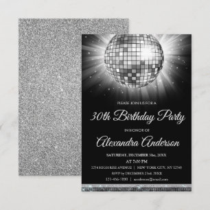 Silver 30års födelsedag Party Disco Dance Boll Inbjudningar