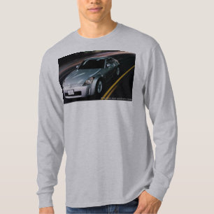 Silver 350Z i rörelse (med z-emblemen på baksida Tee Shirt
