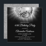 Silver 40:e födelsedag Party Disco Boll Inbjudningar<br><div class="desc">Silver 40 Födelsedagsfestens inbjudan till Boll-partiet Disco. Inbjudan till det 40:e födelsedagspartiet Silver och Svarta är perfekt för en modern 40:e födelsedag Party.</div>