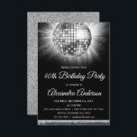 Silver 40:e födelsedag Party Disco Boll Inbjudningar<br><div class="desc">Silver 40 Födelsedagsfestens inbjudan till Boll-partiet Disco. Inbjudan till det 40:e födelsedagspartiet Silver och Svarta är perfekt för en modern 40:e födelsedag Party.</div>