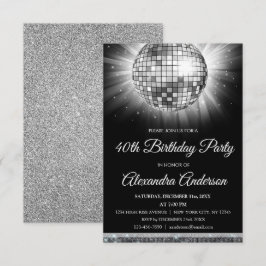Silver 40:e födelsedag Party Disco Boll Inbjudningar