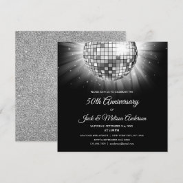 Silver 50-årsdagen Party Disco Boll Inbjudningar