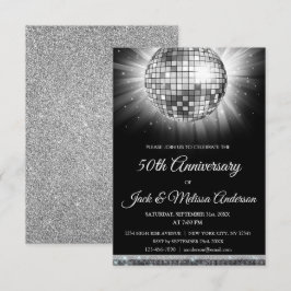 Silver 50-årsdagen Party Disco Boll Inbjudningar