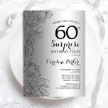 Silver - 60:e Födelsedagsfesten Inbjudningar<br><div class="desc">Silver överraskar 60:e Födelsedagsfest inbjudan. Glam femininin-design med faux silver-folie,  botaniska accenter och typsnitt för typografi. Enkel perfekt för inbjudan-kort i blommigt för en snyggt kvinnlig överraskning i firande. Kan anpassas till vilken ålder som helst. Skrivna Zazzle-inbjudningar eller digital utskrivbar mall för omedelbar nedladdning.</div>