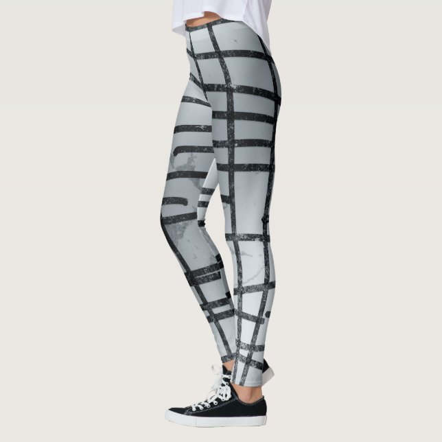 Silver Abstrakt Linjer Leggings (Vänster)