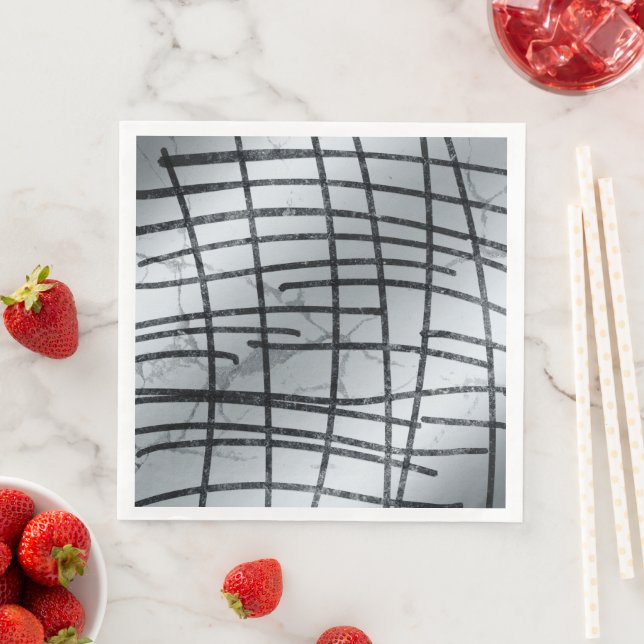 Silver Abstrakt Linjer Napkins Pappersservett (Insitu)