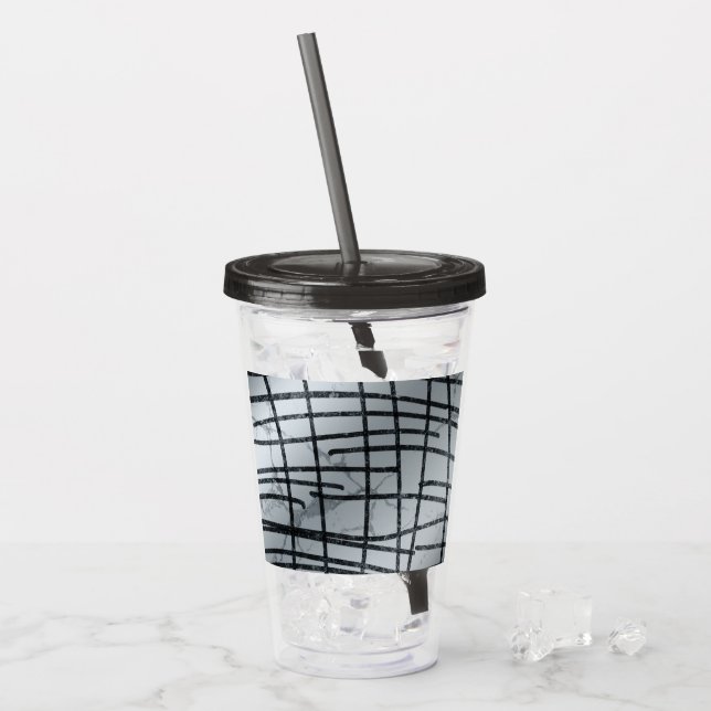 Silver Abstrakt Linjer Take Away Mugg (Framsida Ice)