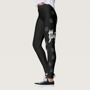 Silver Alaskan Malamute Söt Hund & Tassar Leggings