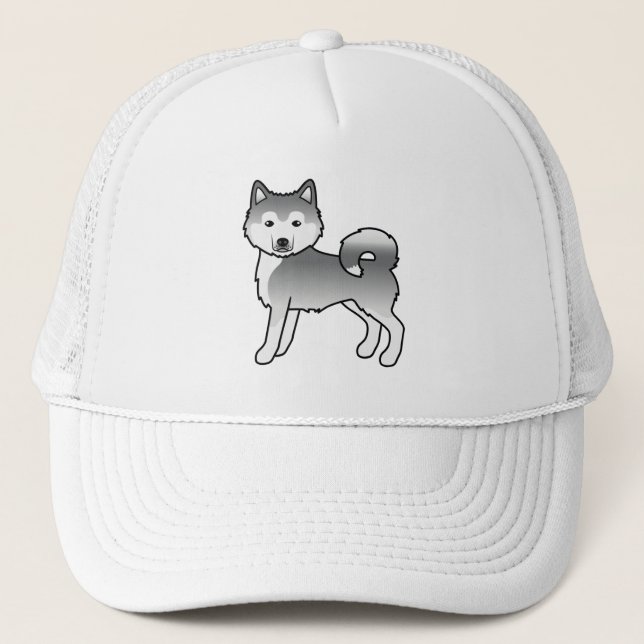 Silver Alaskan Malamute Söt Tecknad Hund Keps (Framsida)