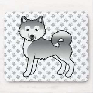 Silver Alaskan Malamute Söt Tecknad Hund Musmatta