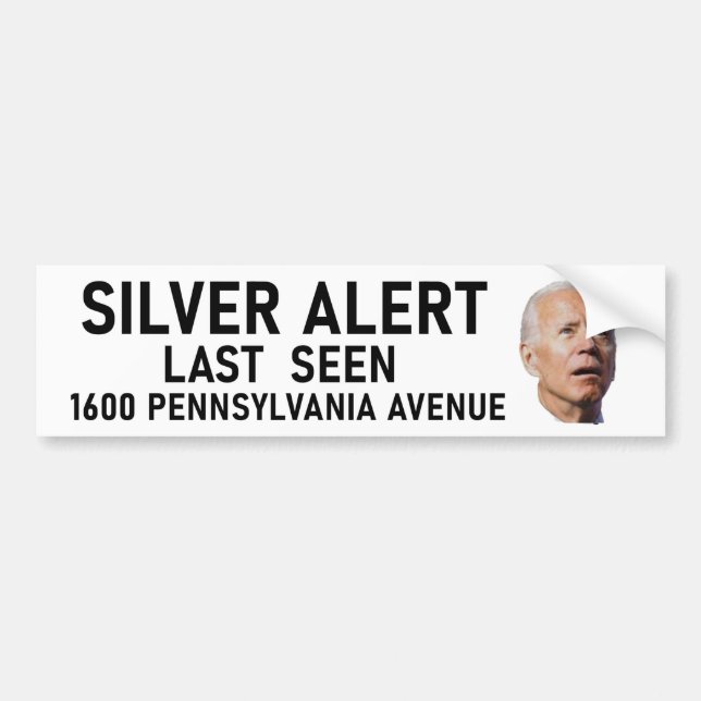 Silver Alert Joe Biden Bumper Sticker Bildekal (Framsidan)