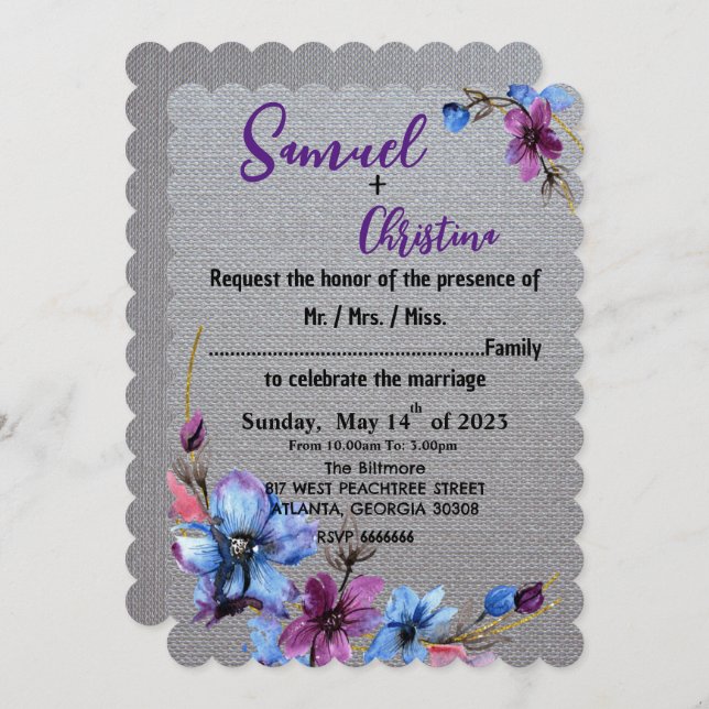 Silver älskare inbjudningar (Fram/baksida)