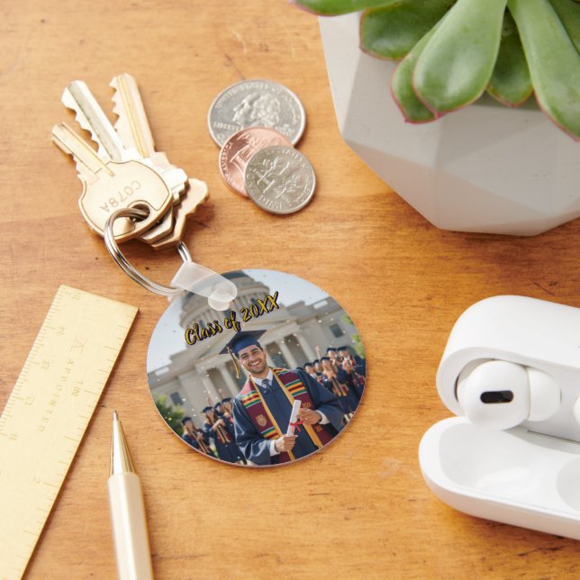 Silver Aluminum Photo Graduation Keychain Nyckelring (Skrivbord)