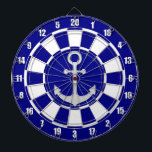 Silver Anchor on Navy Blue and White Dart Board Darttavla<br><div class="desc">Föranka på marinblå och vit karttavla.</div>