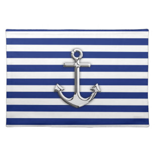 Silver Anchor på marinblått Rand Bordstablett