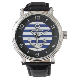 Silver Anchor på Navy Blue Rand Dial Armbandsur