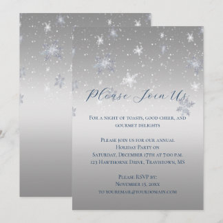 Silver and Blue Snowflakes Christmas Party | Inbjudningar