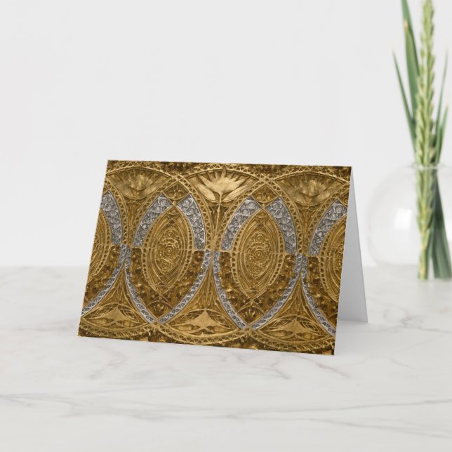 Silver And Gold Art Deco Pattern Tack Kort (Framsida)