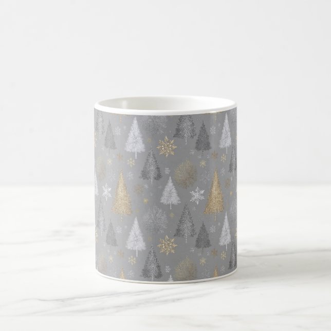 Silver and Gold Christmas Trees Kaffemugg (Center)