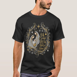 Silver and gold flourish Nativity friend retro T Shirt