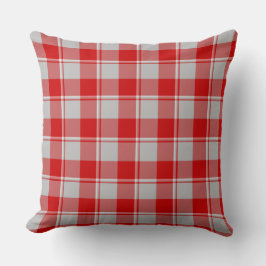 Silver and Guardsman Red Plaid Kudde
