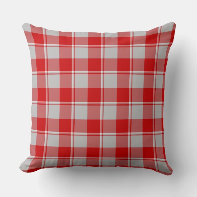 Silver and Guardsman Red Plaid Kudde (Framsida)