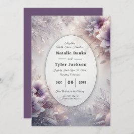 Silver and Soft Amethyst Winter Blooms Wedding Inbjudningar