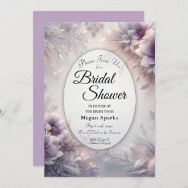 Silver and Soft Amethyst Winter Bridal Shower Inbjudningar