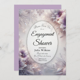 Silver and Soft Amethyst Winter Engagement Shower Inbjudningar