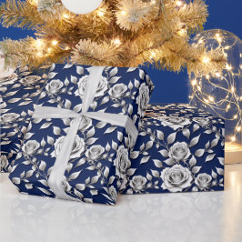 Silver And White Roses Presentpapper