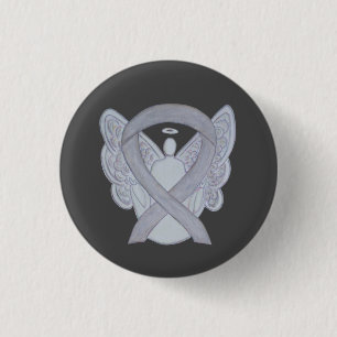 Silver Angel Awareness Ribbon Anpassningsbar Art S Knapp