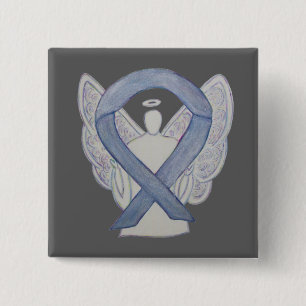 Silver Angel Awareness Ribbon Anpassningsbar Art S Knapp