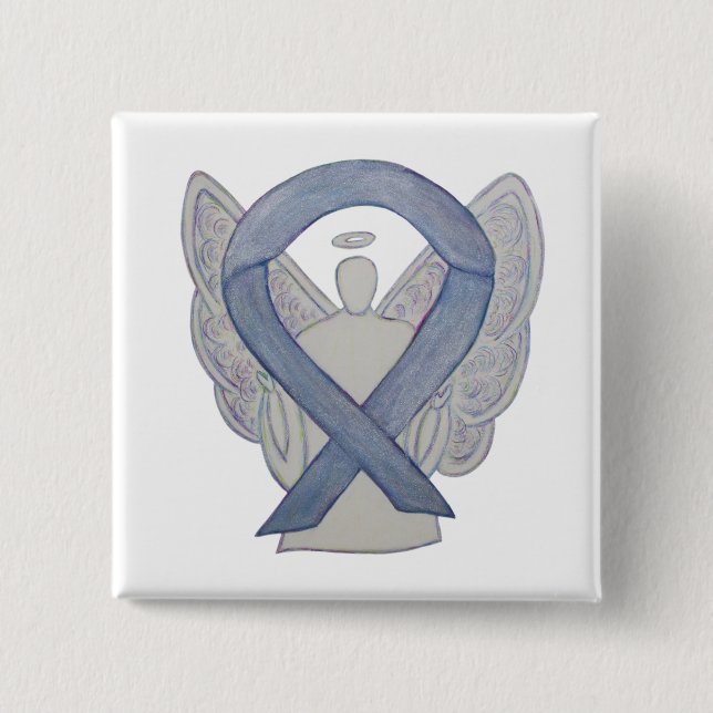 Silver Angel Awareness Ribbon Anpassningsbar Art S Knapp (Framsida)