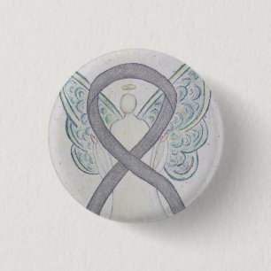 Silver Angel Awareness Ribbon Anpassningsbar Art S Knapp