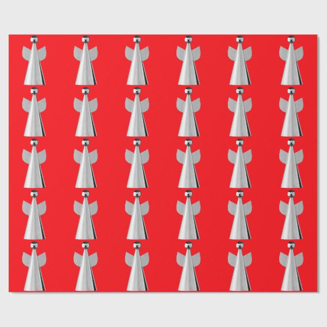 Silver Angel Red Wrapping Papper Presentpapper (Platt)