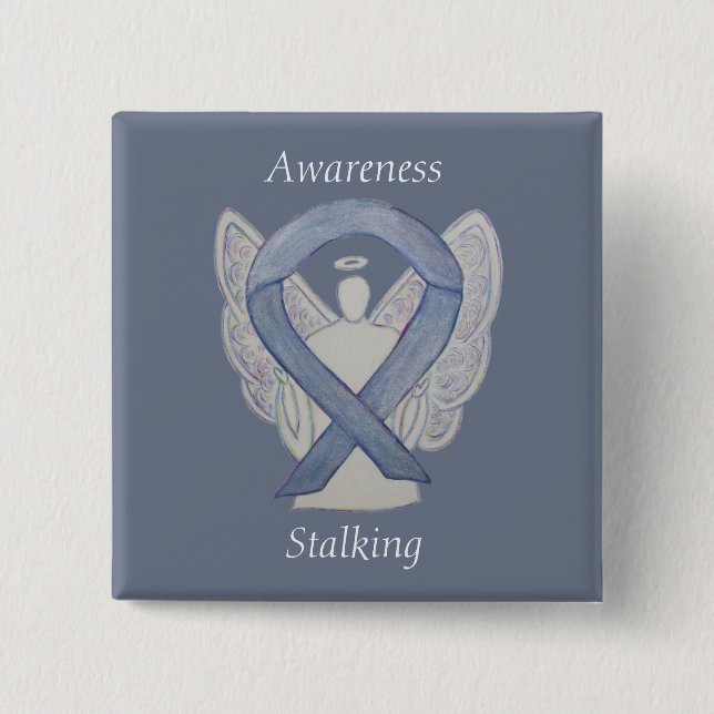 Silver Angel Ribbon Art Stift Knapp (Framsida)