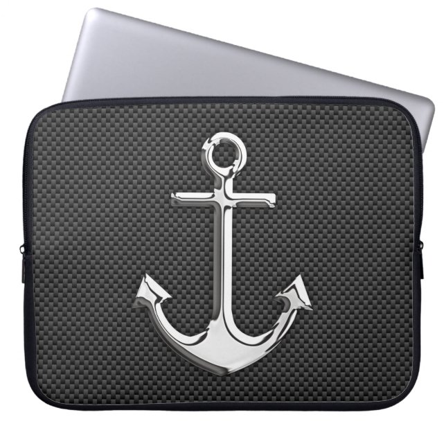 Silver-ankare på kolfiberdecor laptop fodral (Framsidan)
