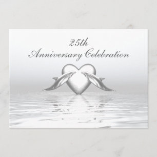 Silver Anniversary Delfiner och Hjärta Inbjudningar