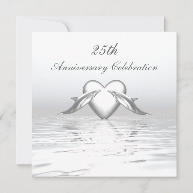 Silver Anniversary Deltiner och Hjärta Inbjudningar (Framsida)