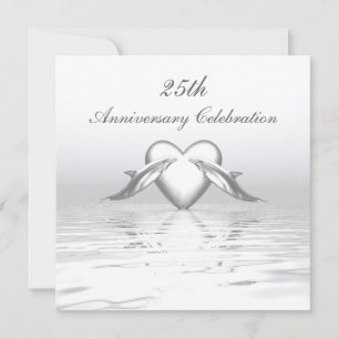 Silver Anniversary Deltiner och Hjärta Inbjudningar