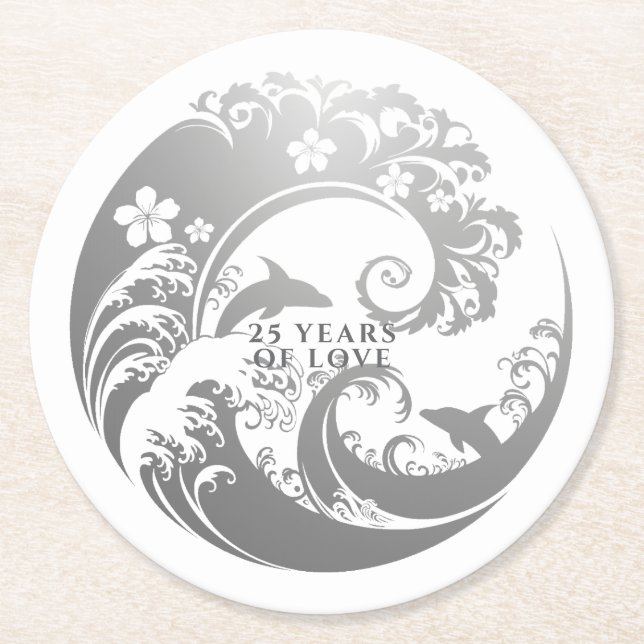 Silver Anniversary Gift for Parents Underlägg Papper Rund (Framsidan)